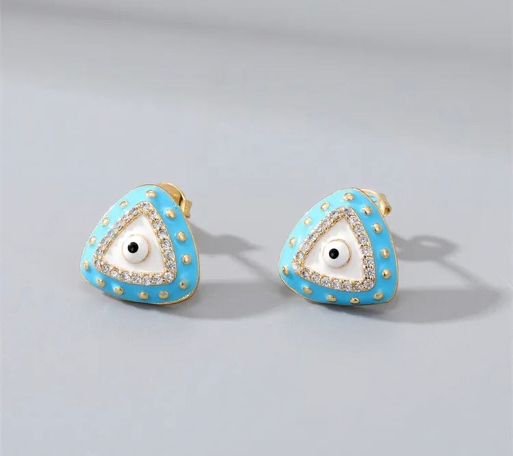 Triangle Eye Gold Plated Earrings